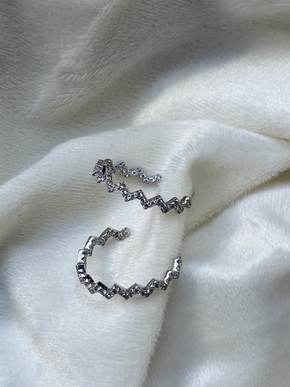 APM Monaco Zigzag Crystal Hoop Earrings